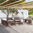 thumbnail image 1 of vidaXL 8 Piece Garden Lounge Set with Cushions Poly Rattan Brown, 1 of 5