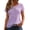 Purple, variant on Staron Women's Short Sleeve Tops V-Neck Button Down Casual Blouse Mesh Knit Basic Tee Shirt, Khaki L