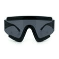 thumbnail image 6 of Thick Bubble Plastic Frame Oversize Shield Rectangular Sport Sunglasses All Black, 6 of 9