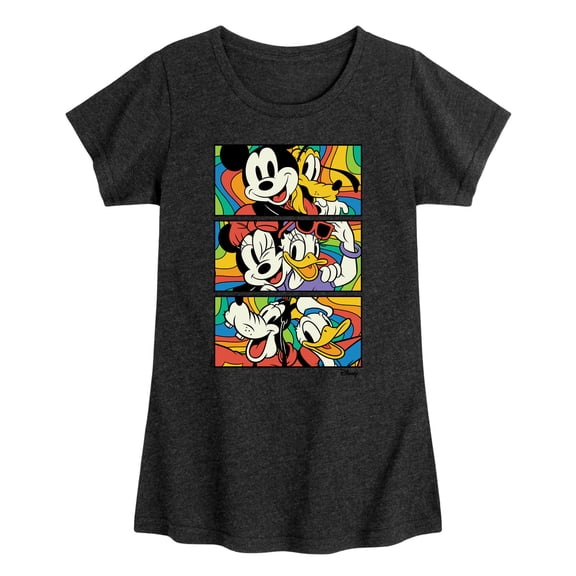Disney - Mickey & Friends - Retro Blocks - Mickey, Minnie, & Goofy - Toddler And Youth Girls Short Sleeve Graphic T-Shirt