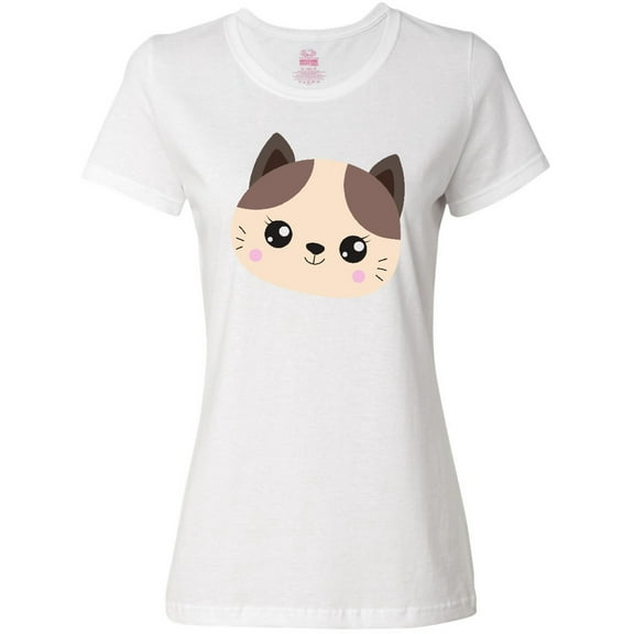 Inktastic Cute Cat, Little Cat, Cat Head, Brown Cat Women's T-Shirt