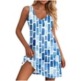 thumbnail image 2 of Zedker Summer Dresses for Women Casual Sleeveless Neck Sleeveless Printed Sundresses Floral Beach Short Dress with Pockets Light Blue Size S-XXL, 2 of 7