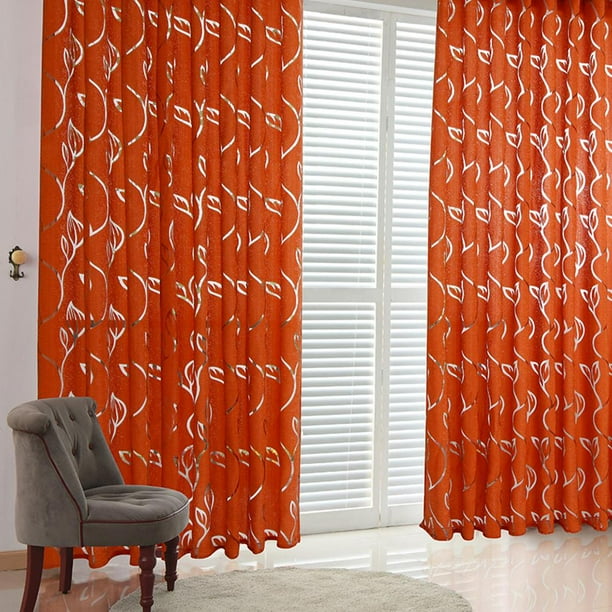 Cortinas Recortadas Parra Semisombreadas Cortinas para Puertas Cortinas Mamparas Ventanas Piso A Techo Simples Y Modernas 2 Metros (naranja)
