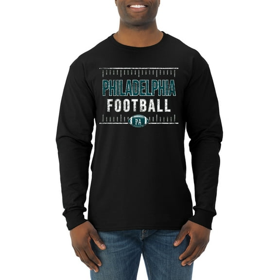 Wild Bobby, Philadelphia PHI Hometown City Football Fan Pride Sports Mens Long Sleeve Shirt, Black, 3XL