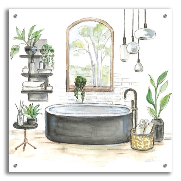 Epic Art 'Black Bathtub I' by Silvia Vassileva, Acrylic Glass Wall Art, 24"x24"