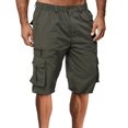 thumbnail image 5 of xiaxaixu Men Sports Casual Shorts, Elastic Waist Solid Color Pockets Loose Straight Short Pants, 5 of 5