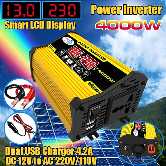 GJX 12 V 300W Continuous 4000W Surge Power Inverter LED Display for Cars