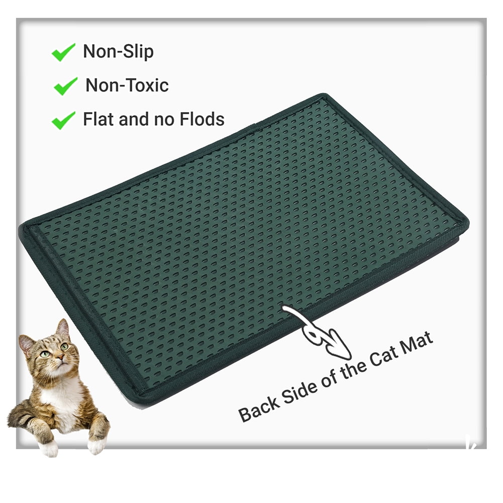 Pefilos Double Layer Anti Tracking Waterproof Cat Litter Trapping Mat Green Pefilos Double Layer Anti Tracking Waterproof Cat Litter Trapping Mat Green