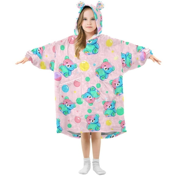 joogoo Wearable Blanket Hoodie for Cute Bears Bubbles Oversized Sherpa Hooded 3-14 YR M