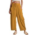 thumbnail image 7 of jowamay Flowy Pants for Women Elastic Waist Drawstring Beach Vacation Trousers with Pockets for Travel, 7 of 7