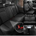 thumbnail image 4 of HUONA Leather Seat Cover Set Front and Rear Car Seat Protectors Full Set for Ram 1500 2500 3500 2009-2025 Black, 4 of 7