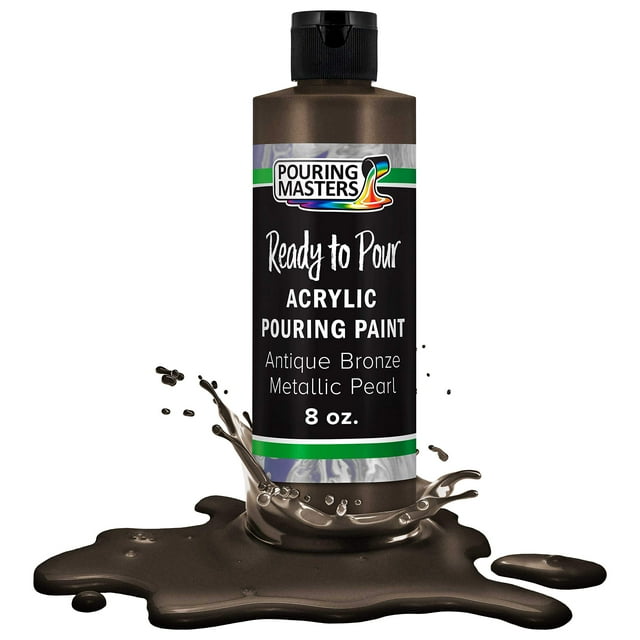 Pouring Masters Antique Bronze Metallic Pearl Acrylic Ready to Pour Pouring Paint – Premium 8-Ounce Pre-Mixed Water-Based - For Canvas, Wood, Paper, Crafts, Tile, Rocks and more