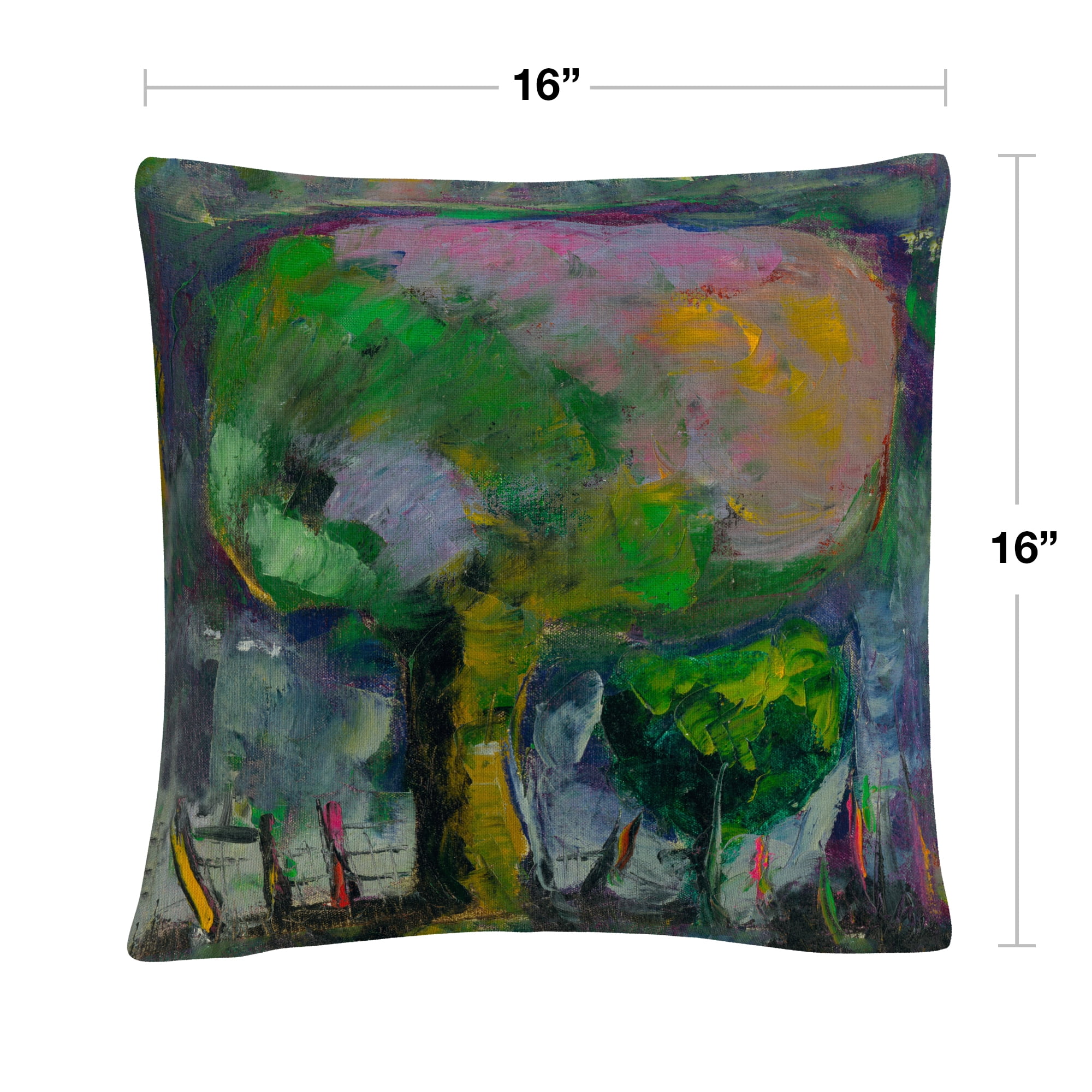 Boyer Manzano De Noche' Trees Abstract By Masters Fine Art 16 X 16 Decorative Throw Pillow