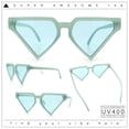 thumbnail image 2 of Retro Fun Flat Top High Temple Triangle Thin Plastic Horn Rim Sunglasses All Green, 2 of 8