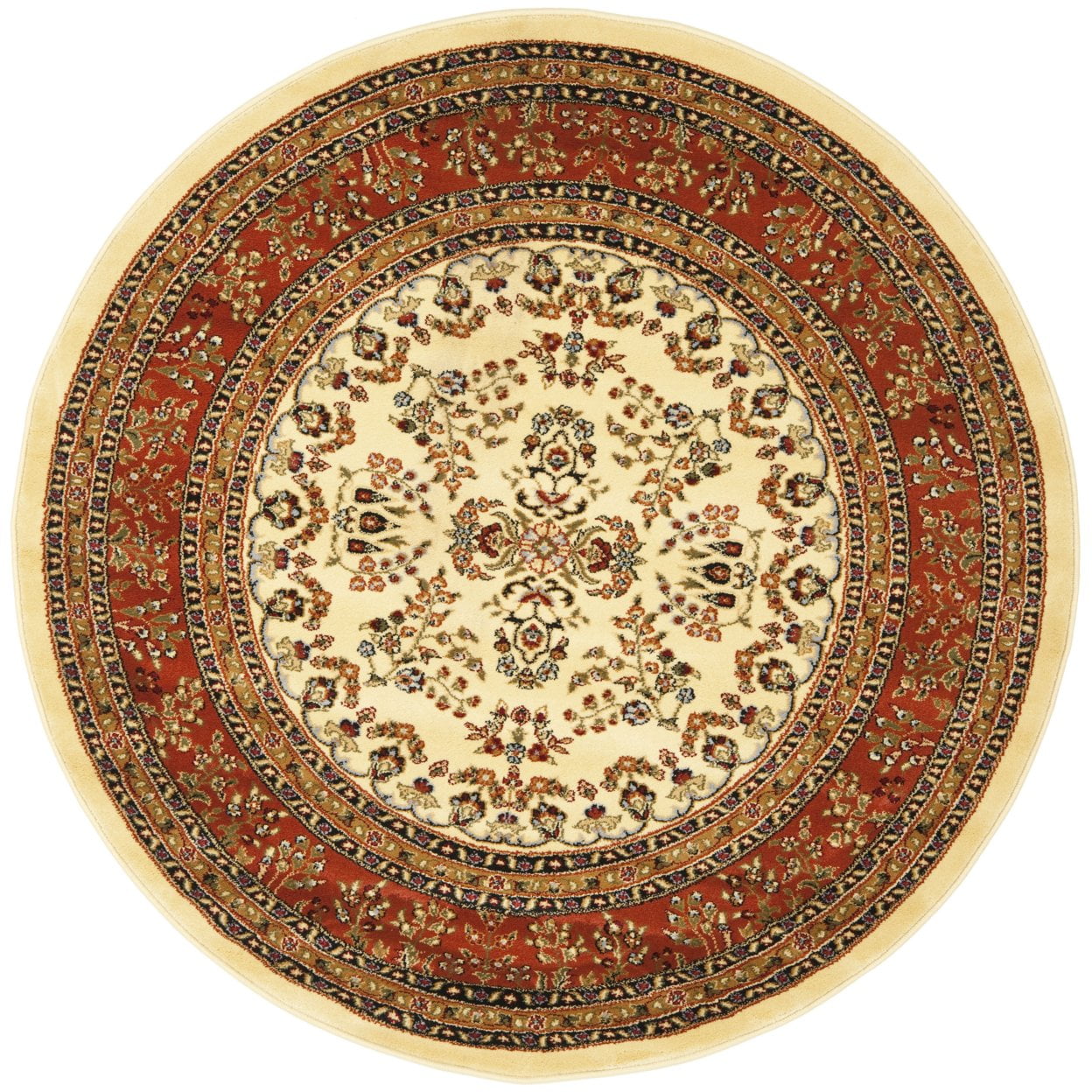 SAFAVIEH Lyndhurst Isadora Traditional Bordered Area Rug, Ivory/Rust, 8' x 8' Round