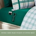 thumbnail image 4 of Elegant Comfort 8-Piece Lodge Plaid Reversible Comforter Set-All Season Bed in a Bag, 4-Piece Sheet Set Featuring Smart Pockets,King/California King, Emerald Green, 4 of 5