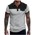 thumbnail image 2 of Playeras Elvqul de Caballero Playa sin Estampado Manga Corta Gris Solapa Con Bolsillos Algodón Abotonada, 2 of 9