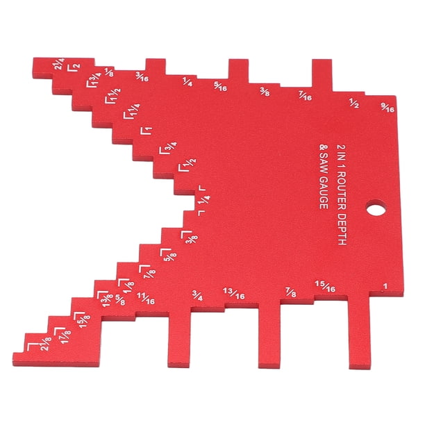 Step Depth Gauge, Aluminum Alloy Laser Markings Long Life Span Router Gauge Practical 2 In 1 Lightweight For Woodworking ANGGREK Rojo