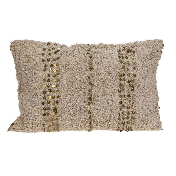 HomeRoots 383144 Boho Woven Shaggy Sequin Lumbar Pillow