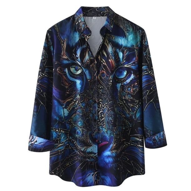 Chaqueta casual de camisa de solapa estampada a cuadros estampada en contraste para hombre Pompotops oipoqjl12688