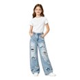 thumbnail image 7 of Kiijoy Girls Ripped Wide Leg Jeans Distressed Streetwear Denim Pants, Blue, Sizes 5-16, 7 of 7