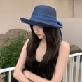 thumbnail image 4 of Sombrero de paja para mujer, protección solar de verano, ala grande, sombrero para el sol al aire libre, sombrilla, sombrero de playa coreano, sombrero de playa para mujer, moda, 4 of 5