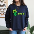 thumbnail image 4 of EcoLoom St Patricks Day Eating Shamrock Retro Gamer Boys Long Sleeve Unisex Midweight Crewneck Sweatshirt, 4 of 4