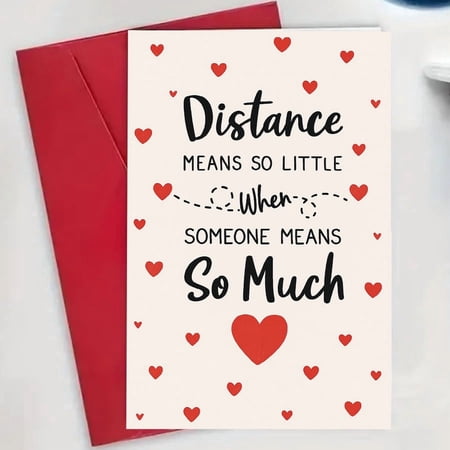 Romantic Distance Love Card – Distance Means So Little When Someone Means So Much – Heart Design – Blank Inside Envelope Included – Perfect for Long-Distance Relationships
