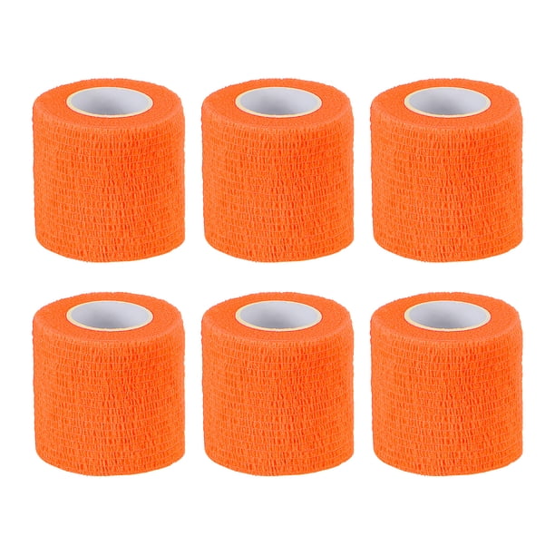 2" x 177" 6 Pcs Venda Adhesiva Autoadhesiva Elástica Cinta Deportiva Naranja Brillante