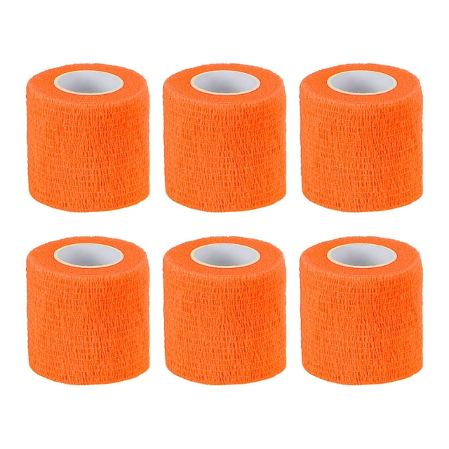 2" x 177" 6 Pcs Venda Adhesiva Autoadhesiva Elástica Cinta Deportiva Naranja Brillante