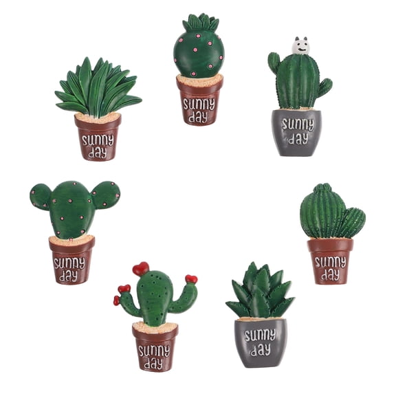 FOLOYORI 7Pcs Round Cactus Shape Resin Fridge Sticker Accessories for Creative Kitchen Decor