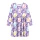 thumbnail image 3 of Vestido de manga larga con cuello redondo para niñas, vestido elástico de manga larga, corte A, estilo patinador con volantes, vestido de recital escolar, vestido de manga larga con cuello redondo par, 3 of 6