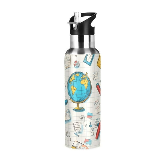 Yayeee 20oz Insulated Water Bottle Double Wall Stainless Steel with Flip Straw Lid, Colorful School