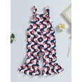thumbnail image 2 of Arvbitana 12M 18M 24M 3T 4T 5T Toddler Girls Summer 4th of July Casual Sling Jumpsuit Sleeveless Letter Floral Print Suspender Pants, 2 of 8