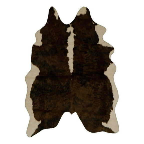 Linon Faux Hide Polyester Mini Cowhide Accent Rug in Brown