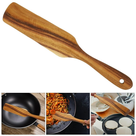 CRAFTHROU Nonstick Wood Spatula Kitchen Cooking Utensils Long Handle Family Daily Use 1Pcs
