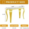 thumbnail image 6 of 47" Modern Faux Marble Console Table, Rectangular Top & S-Shaped Stainless Steel Base, Narrow Entryway Table for Entrance, Hallway, Foyer, or Living Room, 6 of 9
