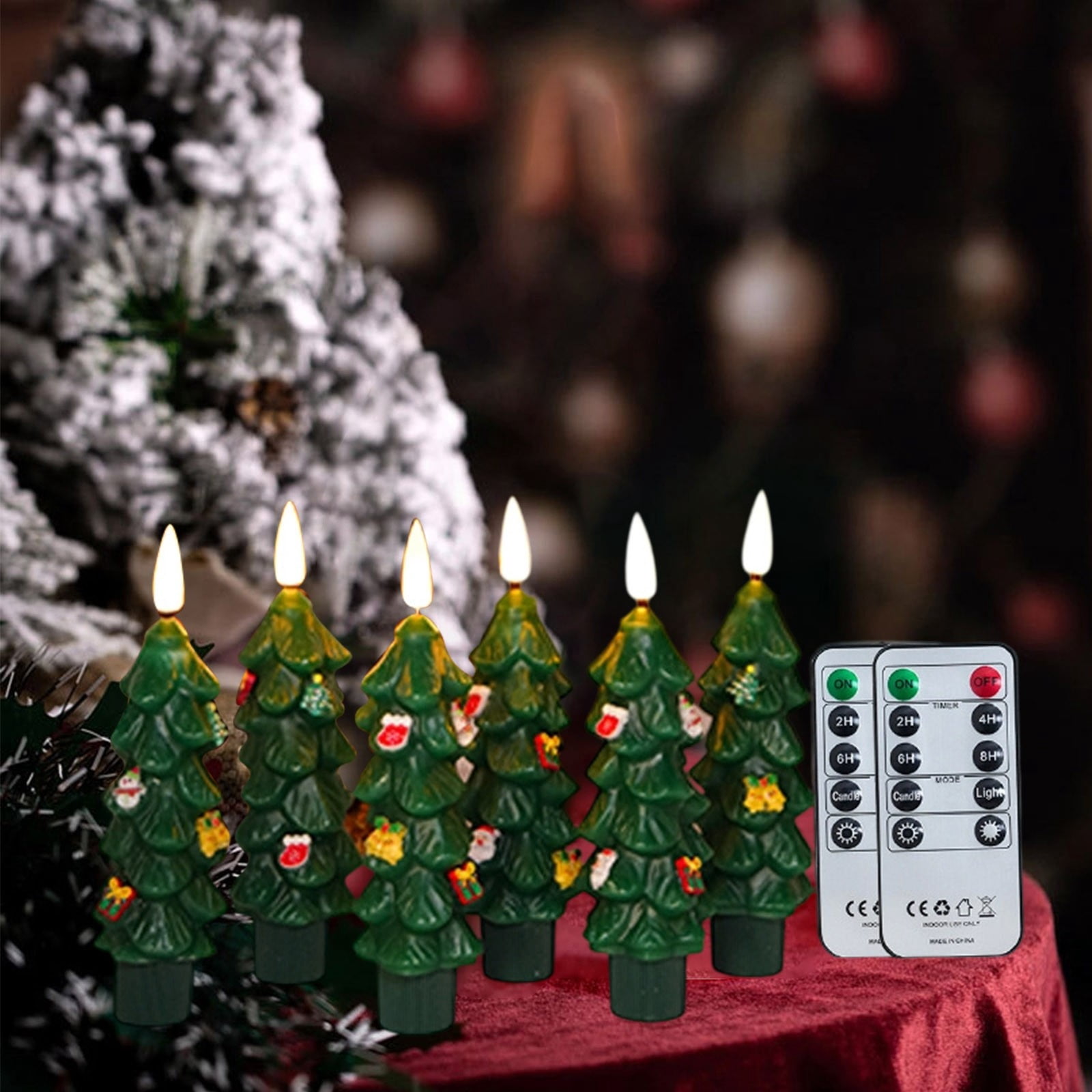6 Pack Flameless Taper Candles - 5.1" Battery Operated LED Candlesticks with Timer - Real Wax Christmas Tree Candles with Remote & Flickering Flame for Holiday Decor