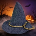 thumbnail image 2 of Witch Wizard Hat for Adults Halloween Felt Pointed Cone Hat Vintage Scarecrow Costume Accessory for Women Men, 2 of 5