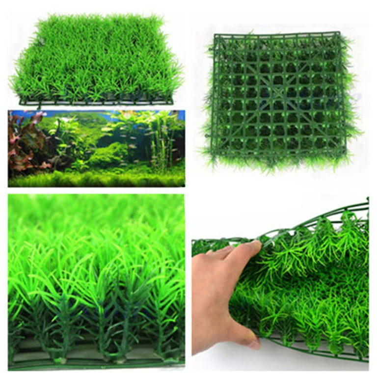 UEETEK Fish Tank Square Artificial Grass Lawn Aquarium Fake Grass Mat for  Decoration