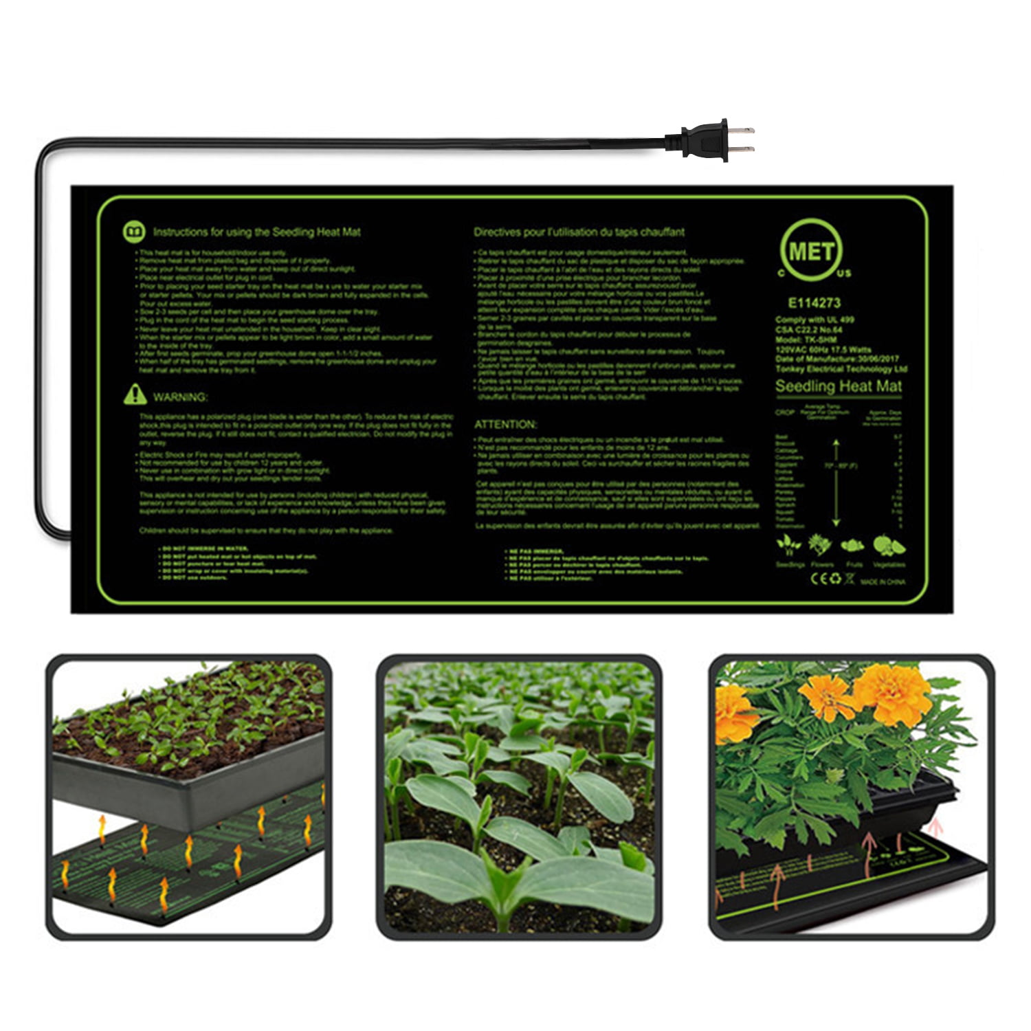 MET Seedfactor Seedling Heat Mat Hydroponic Heating Pad Home Garden Seed Starter 