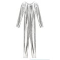thumbnail image 5 of iixpin Women's Metallic Shiny Long Sleeve Back Zipper Jumpsuit One Piece Full Body Fitness Bodysuit Silver M, 5 of 7