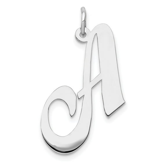 Auriga Fine Jewelry 14K White Gold Large Script Letter A Initial Pendant for Women (L- 17.11 mm, W- 23.54 mm)