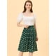 thumbnail image 2 of Falda midi vintage Allegra K de cintura alta elástica con cinturón para mujer corazones verdes S, 2 of 5