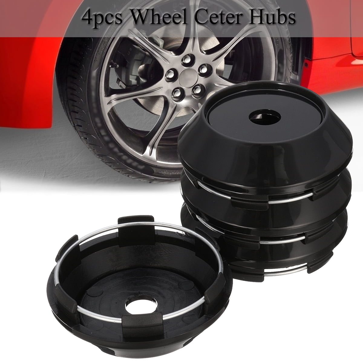 4PCS Black 68mm Universal ABS Car Wheel Center Hub Cap Covers Set No Emblem