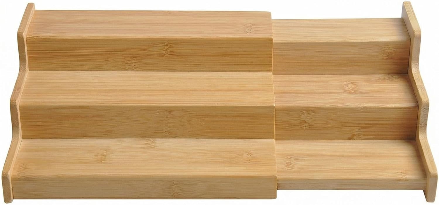 Carestrong Spice Rack Kitchen Cabinet Organizer- 3 Tier Bamboo Expandable Spice Organization for Cabinet,Yellow.