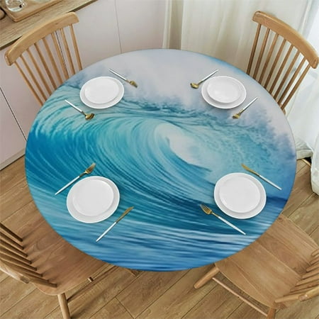 

Autua Wave Surfboard Round Table Cover Stain Resistant Washable Polyester Cloth for Indoor Outdoor Kitchen Dining Wedding Parties 42 -46