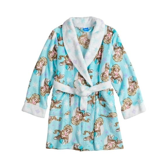 Girls Blue Disney Frozen Princess Elsa Plush Robe House Coat 10