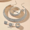 thumbnail image 3 of Women's Rhinestone Earrings Water Drop Necklace Earrings Set Silver Accessories, 3 of 5