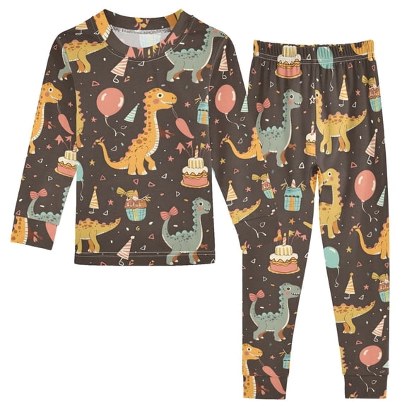 Dailycode Cotton Pajama Set Snug Fit Long Sleeve Top and Pants for 18M-8Y Colorful Dinosaur and Balloon